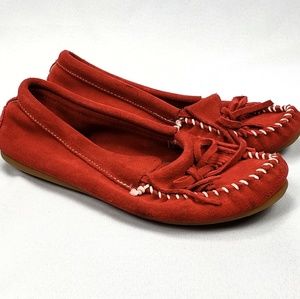Womens Minnetonka Newport Moc Red Shoes